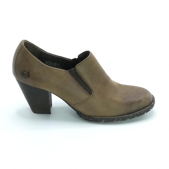 Born Shoes Womens Bootie Gertrude Brown Tan Leather Ankle Boot Heeled 7.5 - Picture 1 of 10
